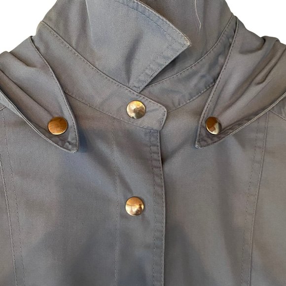 Vintage London Fog Jacket 14 Regular Women's Snap Front Hood Lining Blue Gray - Picture 4 of 10